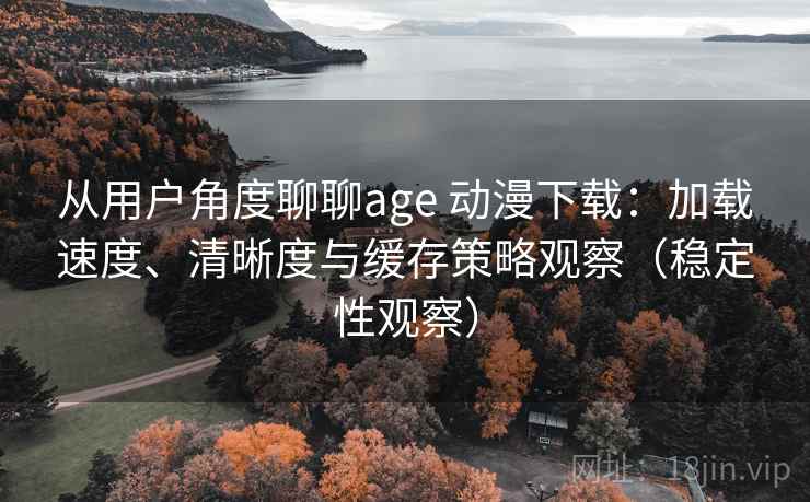 从用户角度聊聊age 动漫下载：加载速度、清晰度与缓存策略观察（稳定性观察）