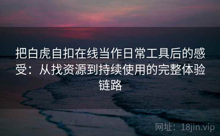 把白虎自扣在线当作日常工具后的感受：从找资源到持续使用的完整体验链路