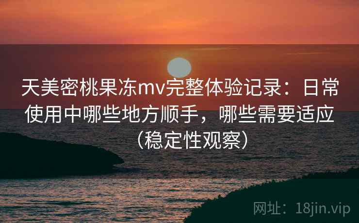 天美密桃果冻mv完整体验记录：日常使用中哪些地方顺手，哪些需要适应（稳定性观察）